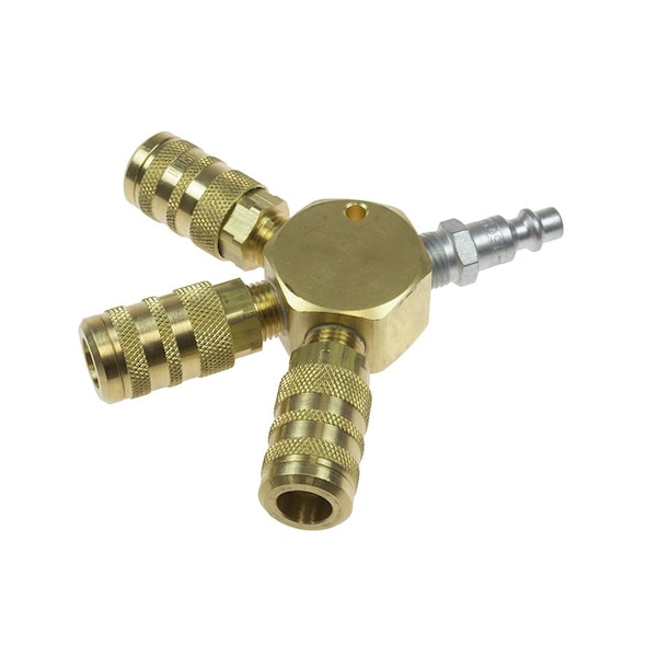3 Port Flat Hex Manifold 1/4" 6-Point Industrial Interchange